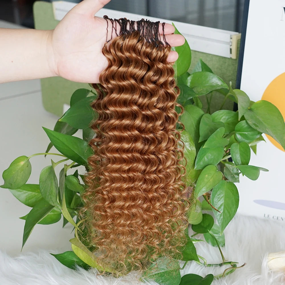 #30 Colored 100% Human Hair Deep Wave Bulk Hair Extensions