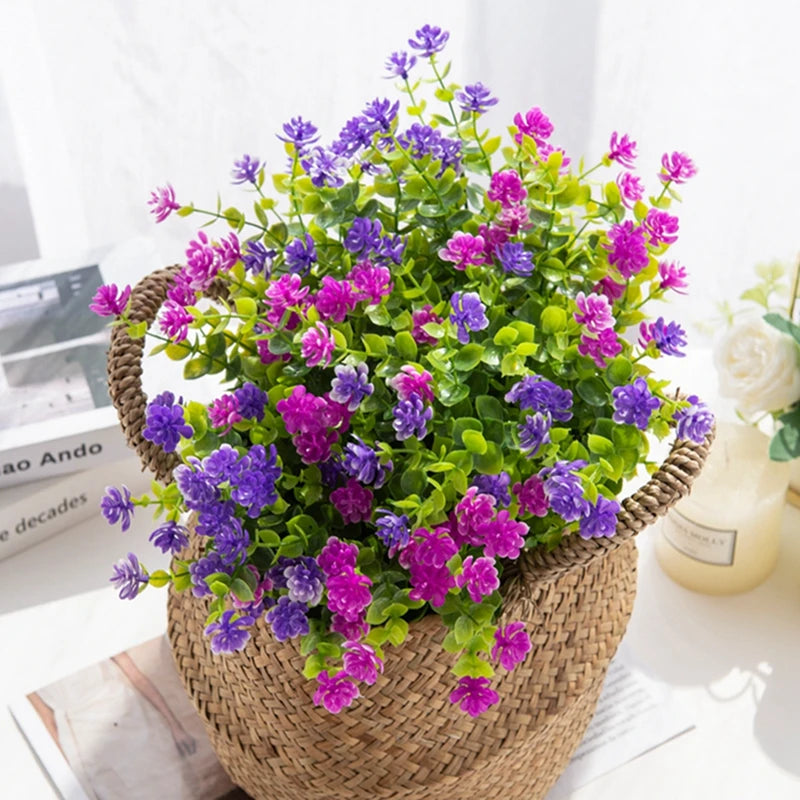 Artificial Plastic Eucalyptus Flowers Vase Decor