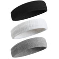 3-Piece PU Sports Headband Set for Tennis, Basketball, Running, Gym