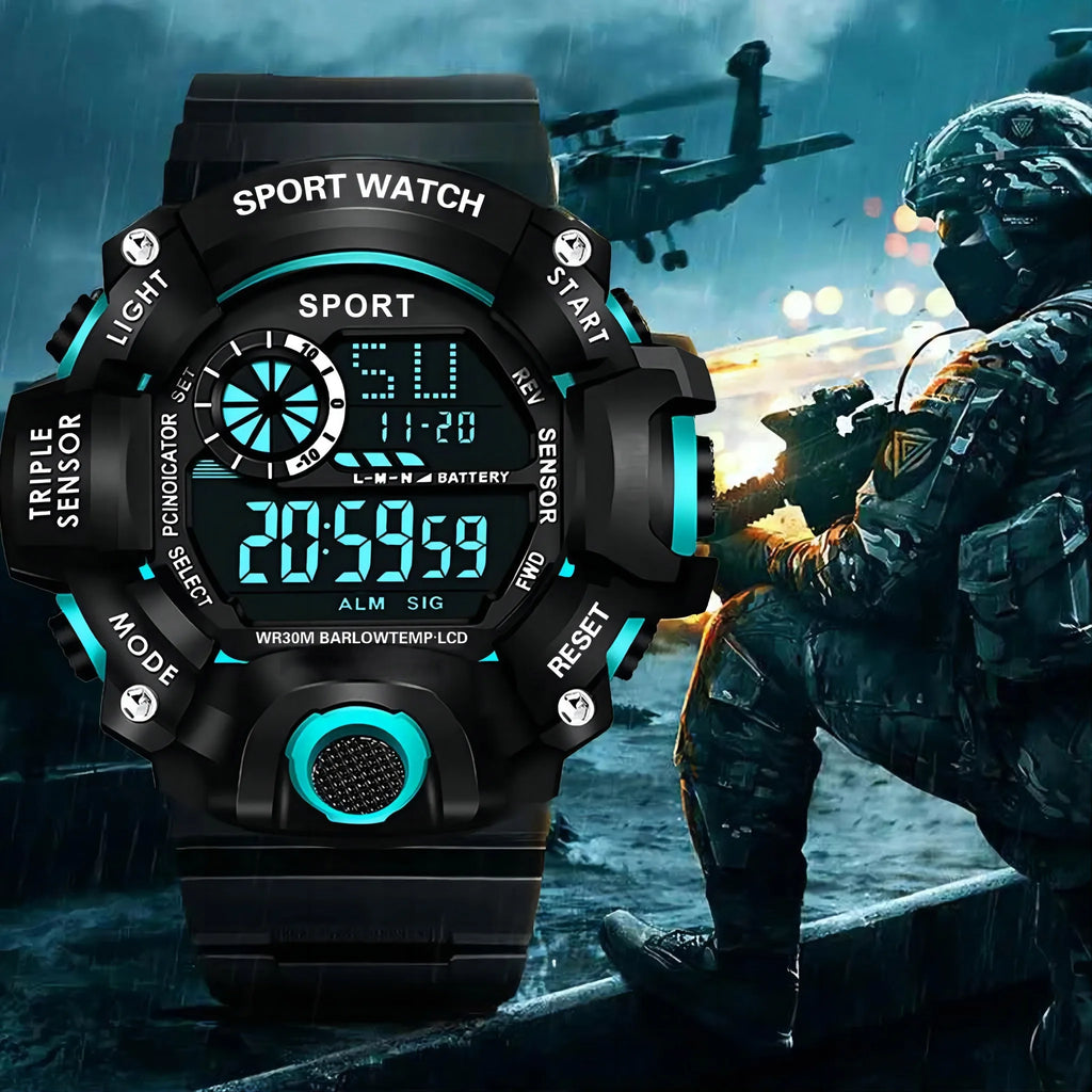 Men's Digital Sport Watch Large Dial Waterproof Luminous Stopwatch