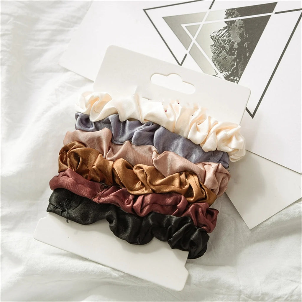 6 Pcs Satin Hair Scrunchies for Women and Girls alternate view
