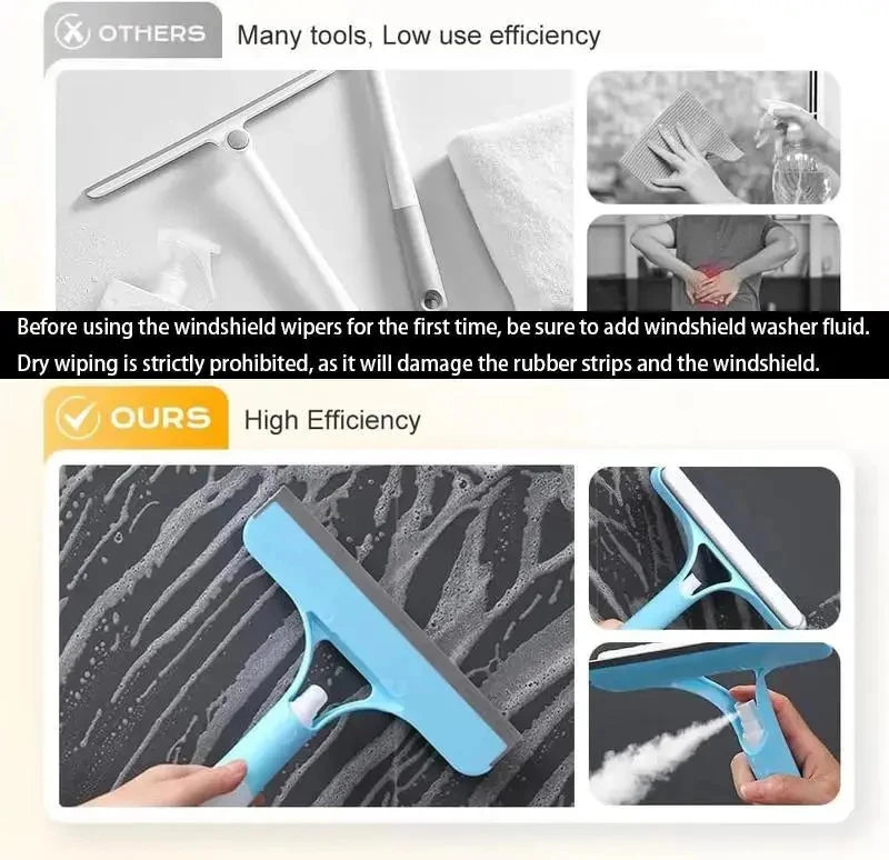 3‑In‑1 Multifunctional Window Cleaner, All‑in‑One Spray‑Scrub‑Squeegee Glass Wiper, Practical Household Cleaning Tool for Mirror, Shower Screen and Car Windows