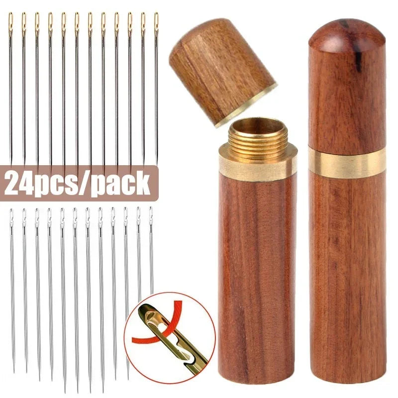 30pcs Elderly Blind Sewing Needles Stainless Steel Quick Automatic Self-Threading Stitching Pins DIY Punch Needle Threader for E