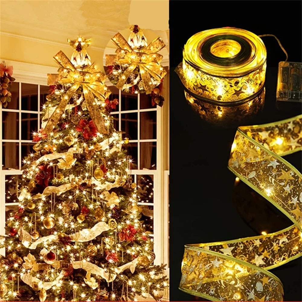 Battery Operated Christmas Ribbon String Lights