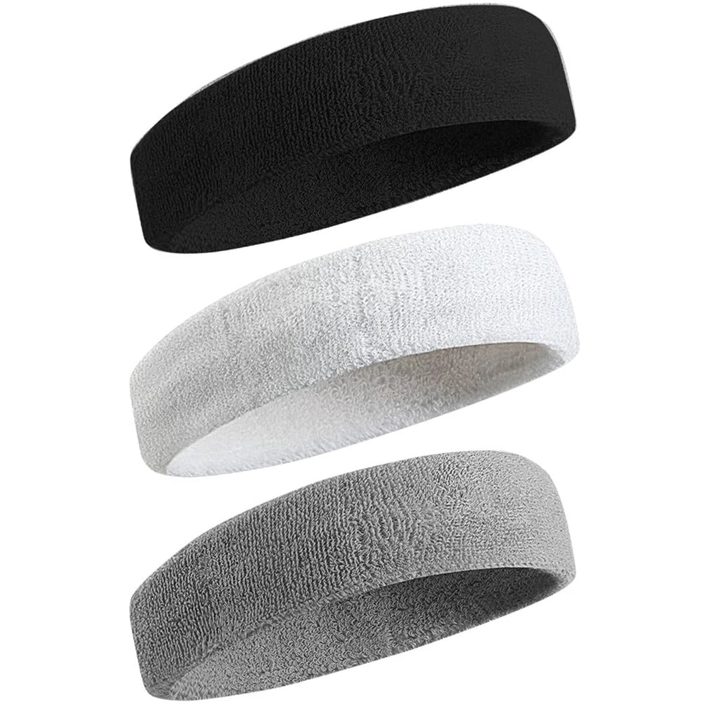 3-Piece PU Sports Headband Set for Tennis, Basketball, Running, Gym