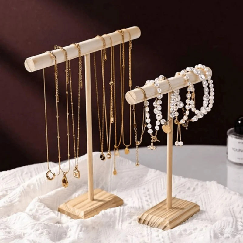 Solid Wood Jewelry Display Stand - Multi-Functional Display Rack for Bracelets, Necklaces, Hair Bands