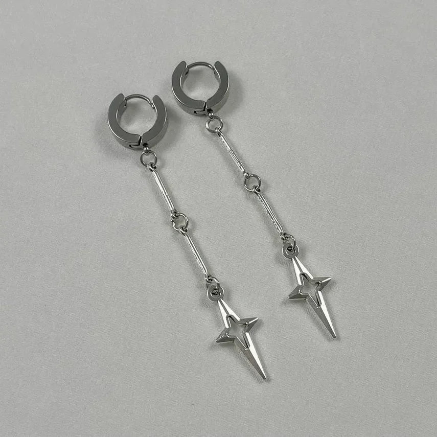 Gothic Cross Star Drop Earrings Zinc Alloy Punk Rivet