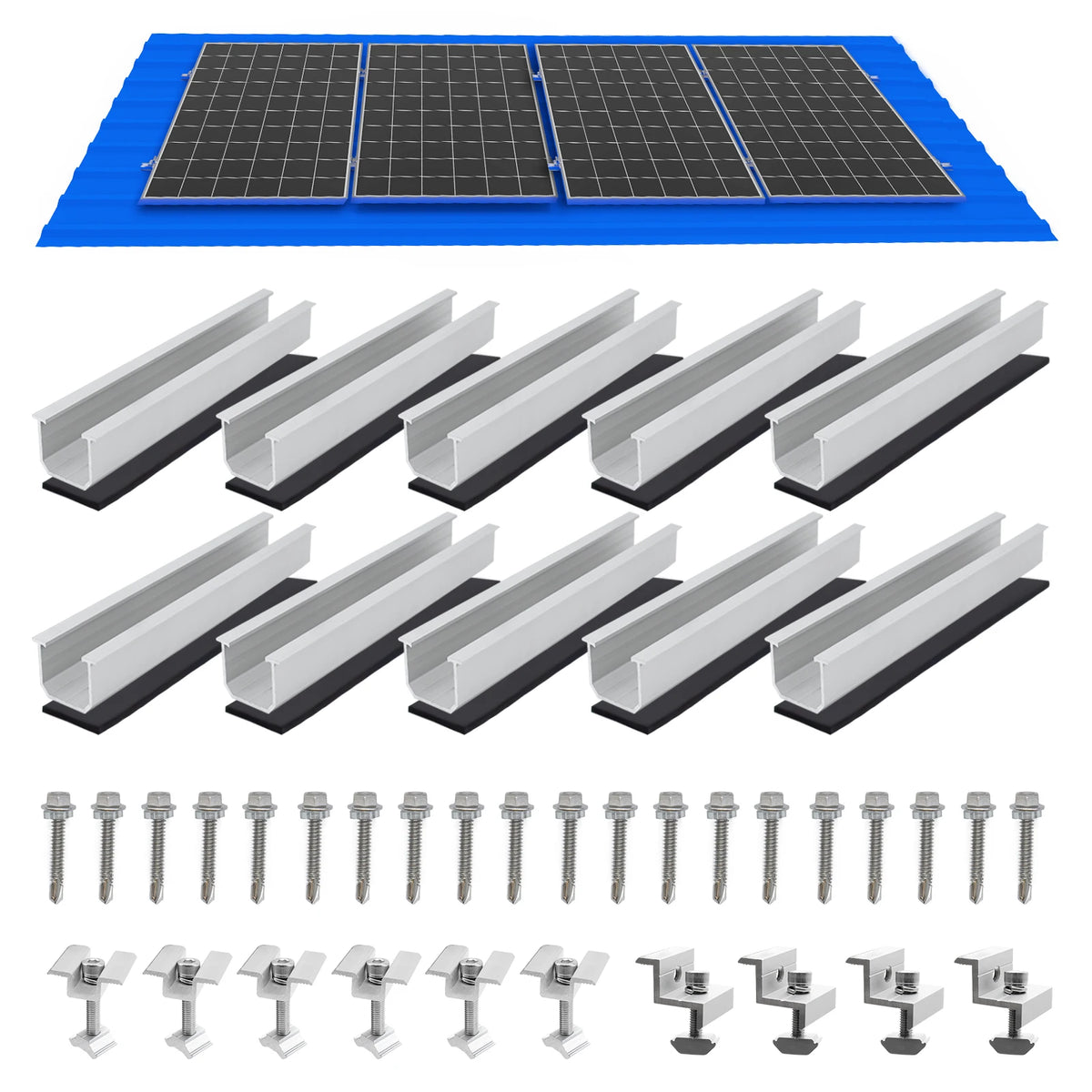 Solar Panel Mount Bracket Kit 120mm Mini Rails for Shingle, Slate, Wood