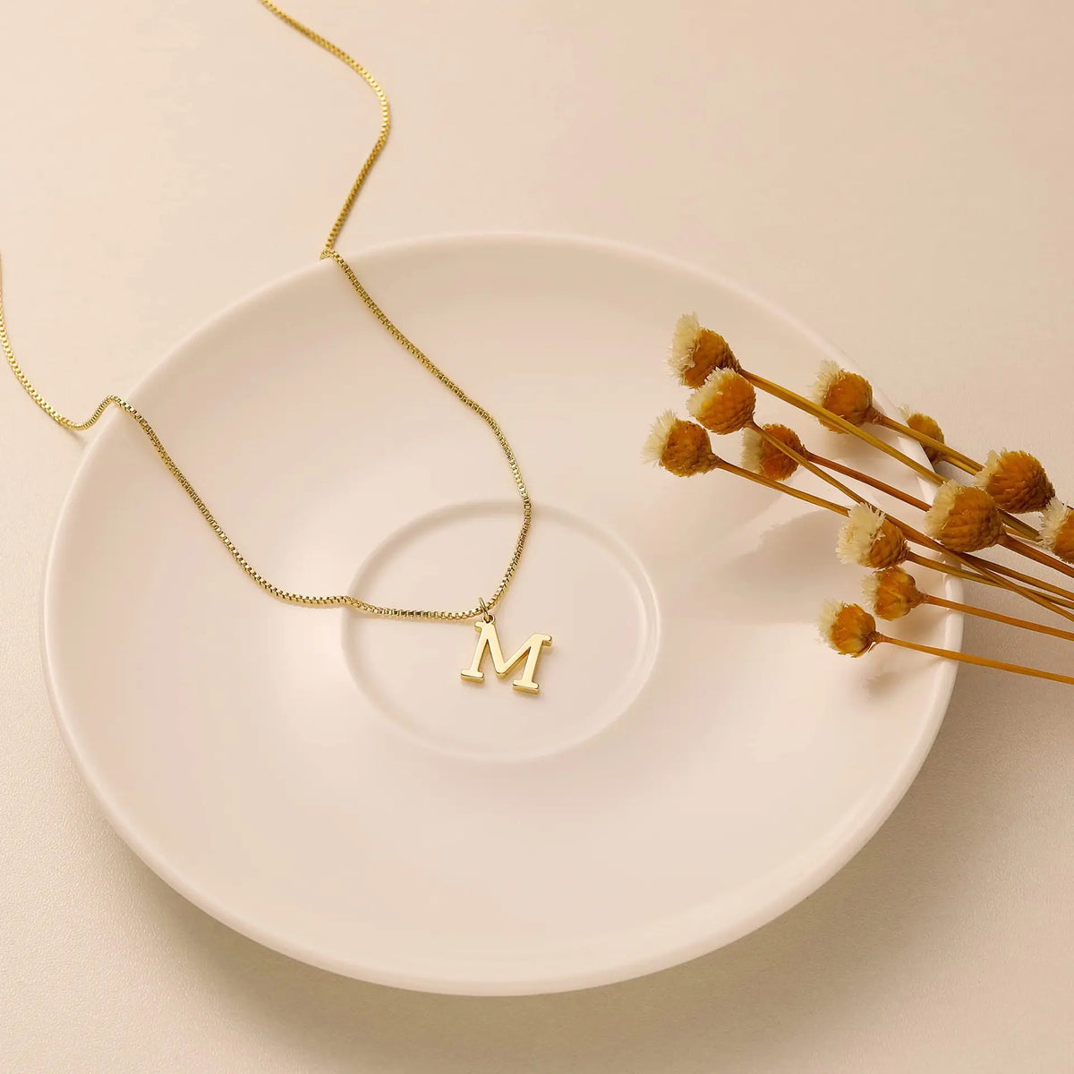 A-Z Initial Necklace 18K Gold Plated Stainless Steel Necklace for Women close-up view