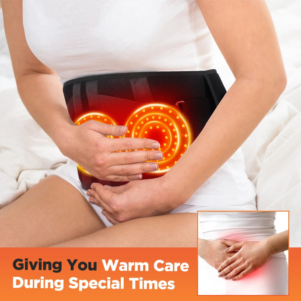 Cordless Heated Massage Waist Belt with Red Light