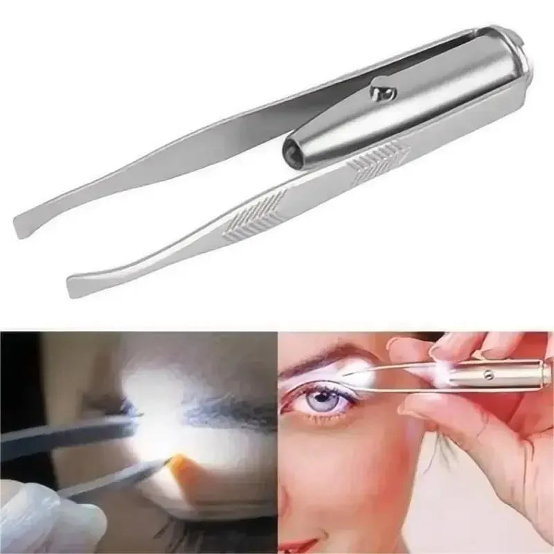 Stainless Steel Eyebrow Tweezer with LED Light