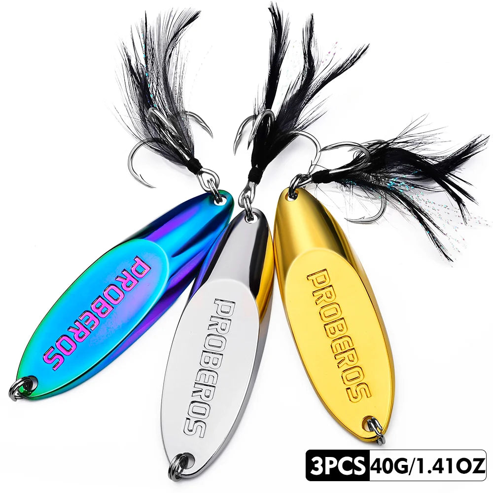 3pc Metal Sequin Bait Spoon Lure with Strengthened Hooks