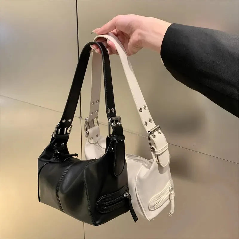 Y2K  Style Shoulder Bag Shoulder Purse For Girls Street Wear For Women Trendy Motorcycle Handbag Minimalist