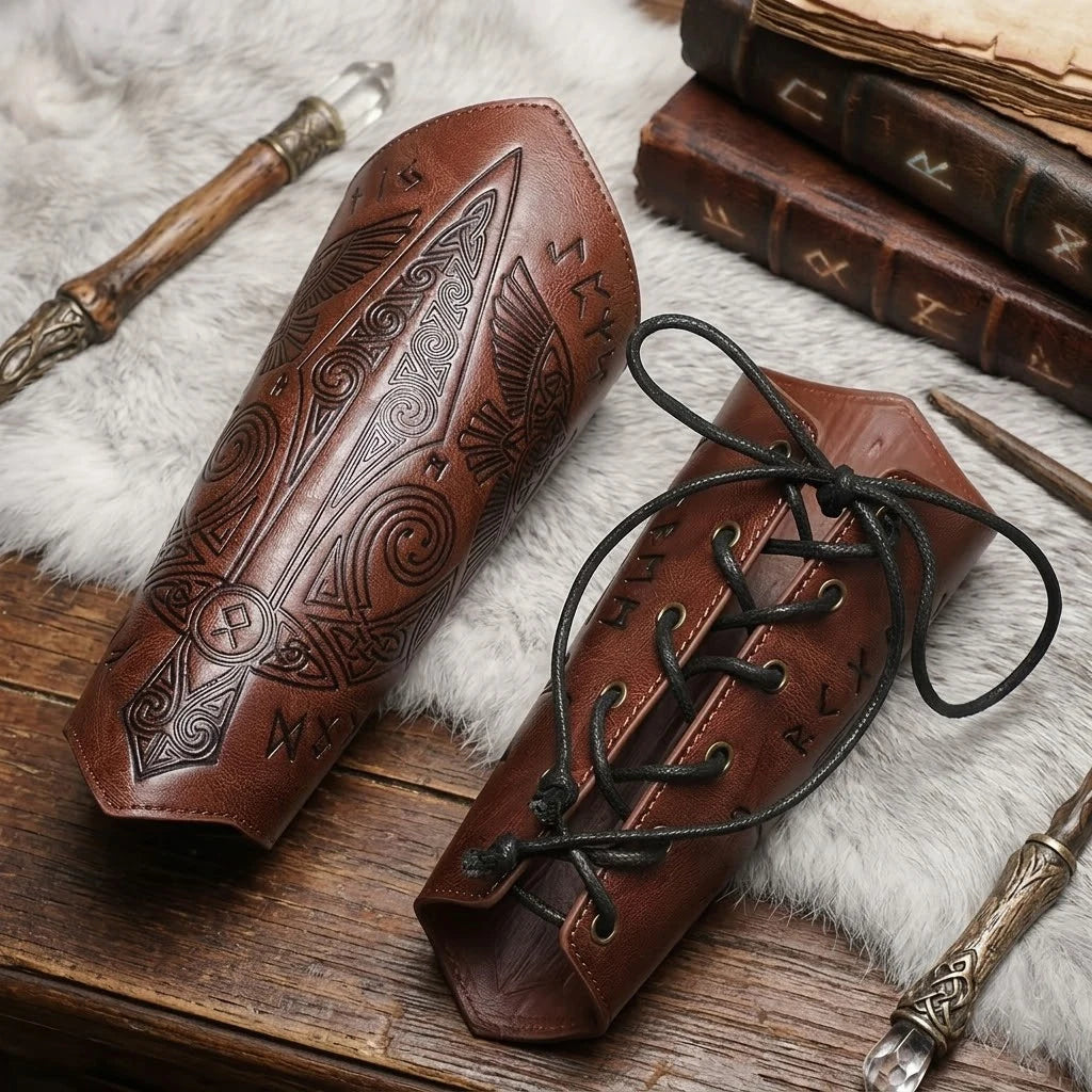 Faux Leather Viking Arm Guard Wristbands 2 Pack Costume