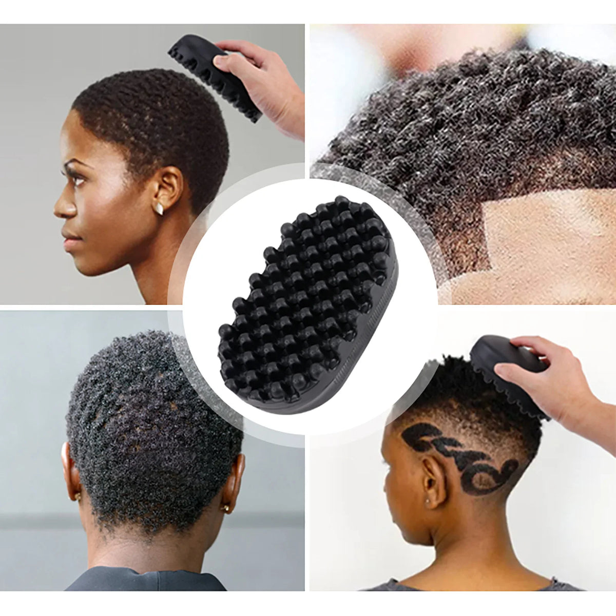 African Rubber Magic Twist Wave Hair Brush Set For Curly Hair