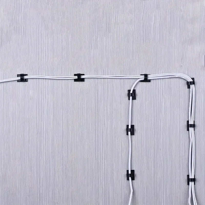 Cable Clips Wire Cable Holder Double-Sided Tape Adhesive Clamps | 100 pcs close-up view