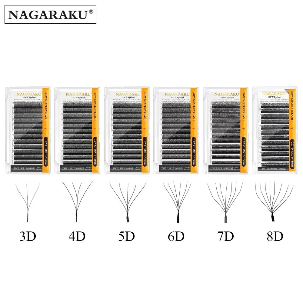 NAGARAKU Automatic Flowering W Shape Bloom 3D 4D 5D 6D 7D 8D Premade Fans Speed Eyelash Extensions N