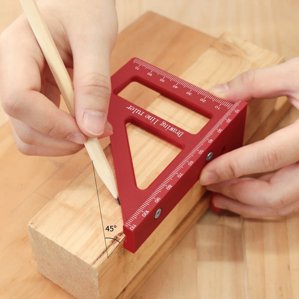 45°/90° Multi-Angle Plastic Style Ruler Woodworking Square & Protractor Precision Measuring Tool for Carpentry Drawing Line Tool