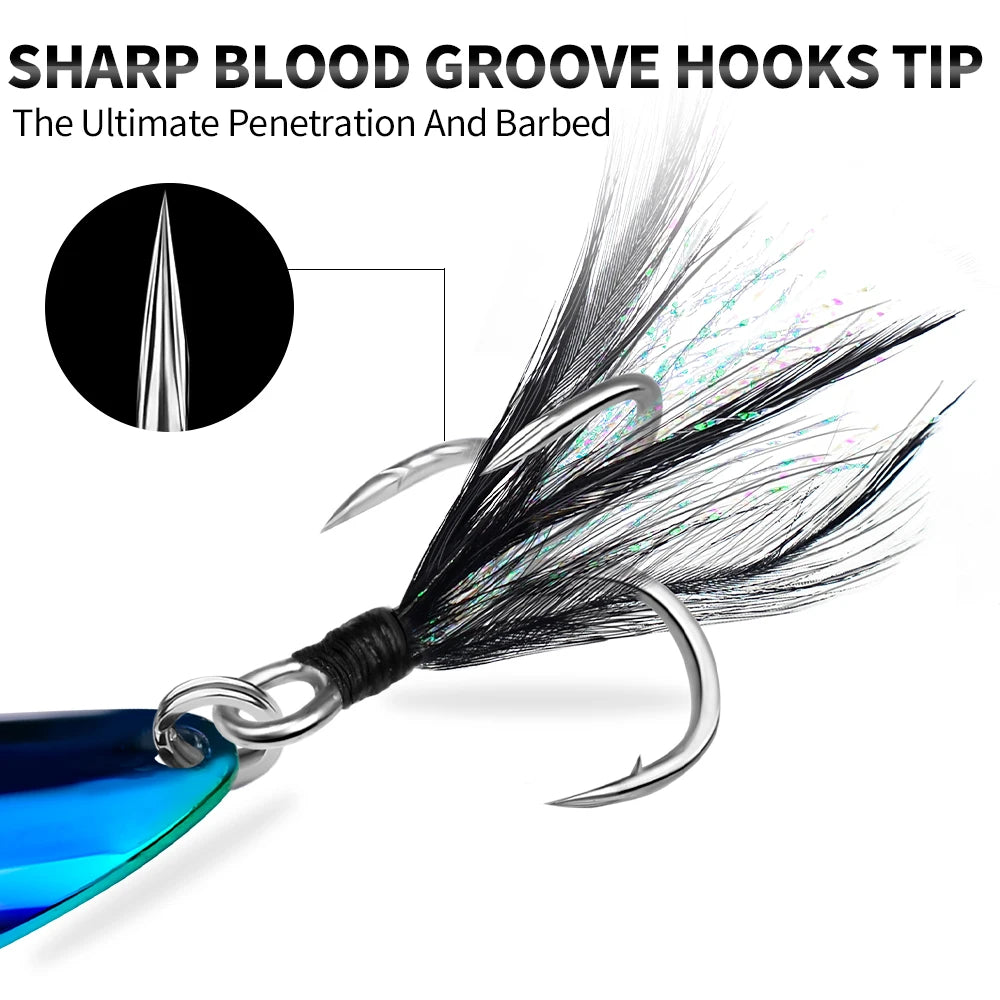 3pc Metal Sequin Bait Spoon Lure with Strengthened Hooks