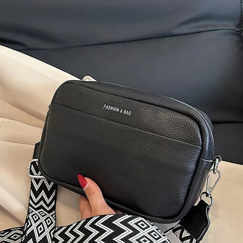 Unisex Canvas Crossbody Bag – Stylish Square Camera Purse with Wide Strap, Minimalist & Versatile for Men/Women. Casual Chic, Ne