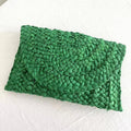 Women Fashion Flap Envelope Bags Summer Beach Bag Handmade Wallet Straw Knitted Handbag Lady Coin Phone Long Purse Clutches