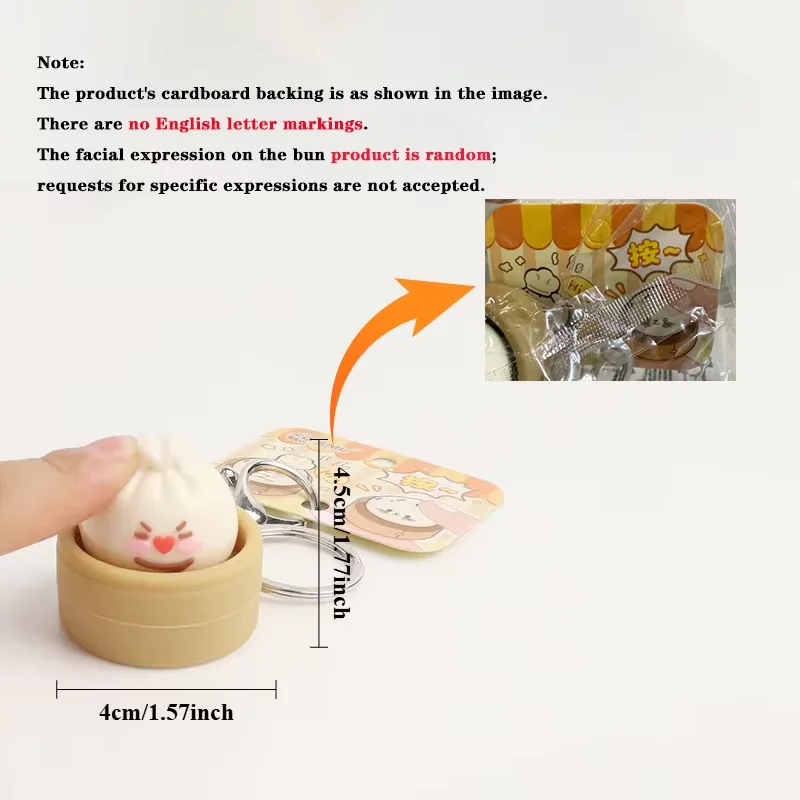 Cute Steamed Bun Squeeze Keychain Realistic Dimsum Design Soft Slow Rebound Decompression Fidget Stress Relief Toy