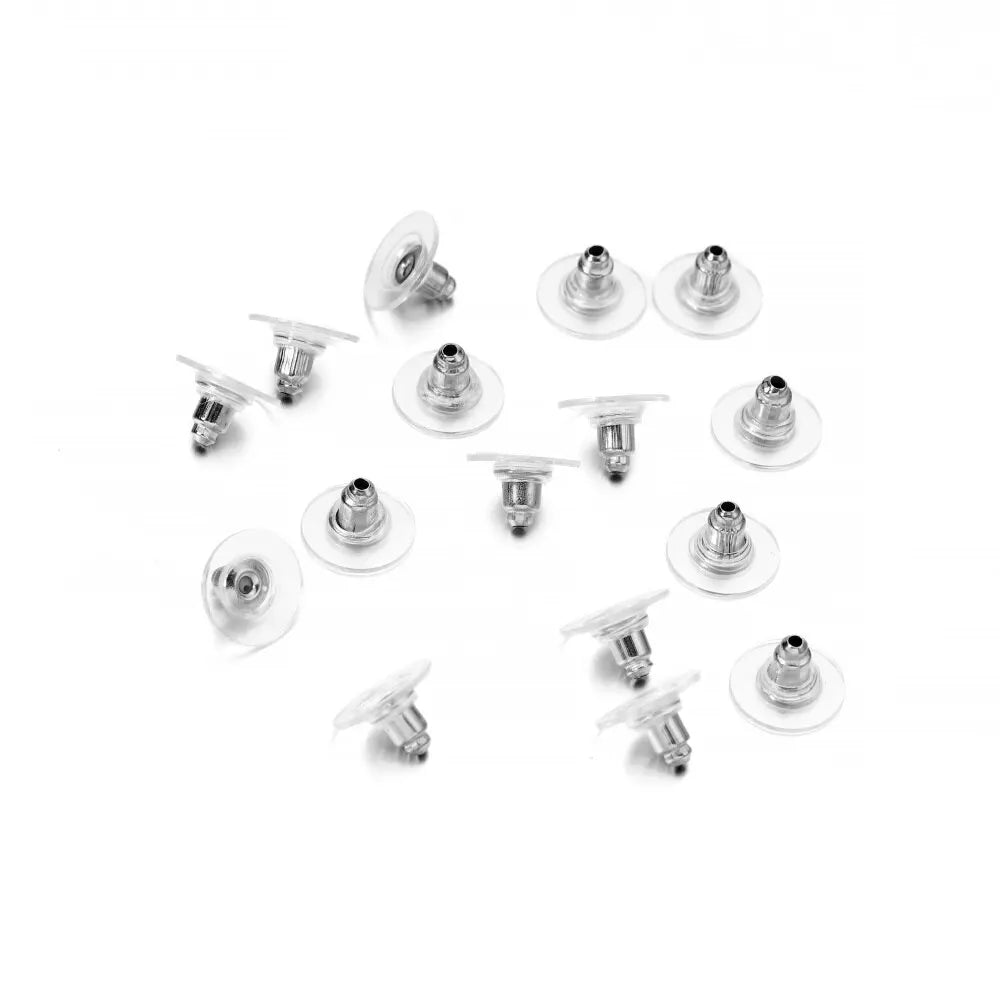 100Pcs Rubber Earring Backs Post Nuts Silicon Steel Earnuts Stud Earring Back for DIY alternate view