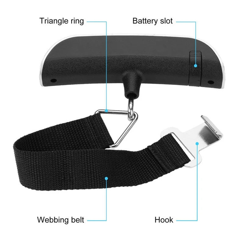 Portable Scale Digital LCD Display 110lb/50kg Electronic Luggage Hanging Suitcase Trav close-up view