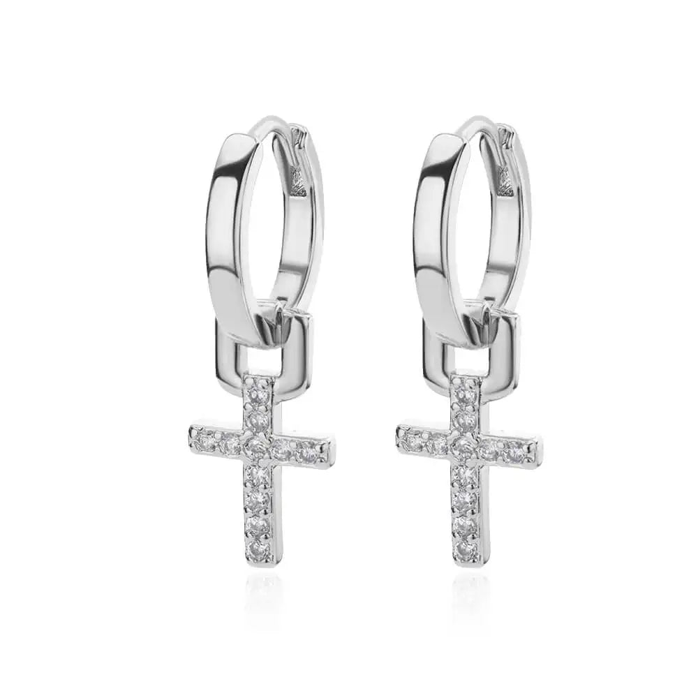 Zircon Cross Drop Earring for Women 2023 Gold Color Stainless Steel Earrings Luxury Ear Buckle Jewelry Wedding Gifts pendientes