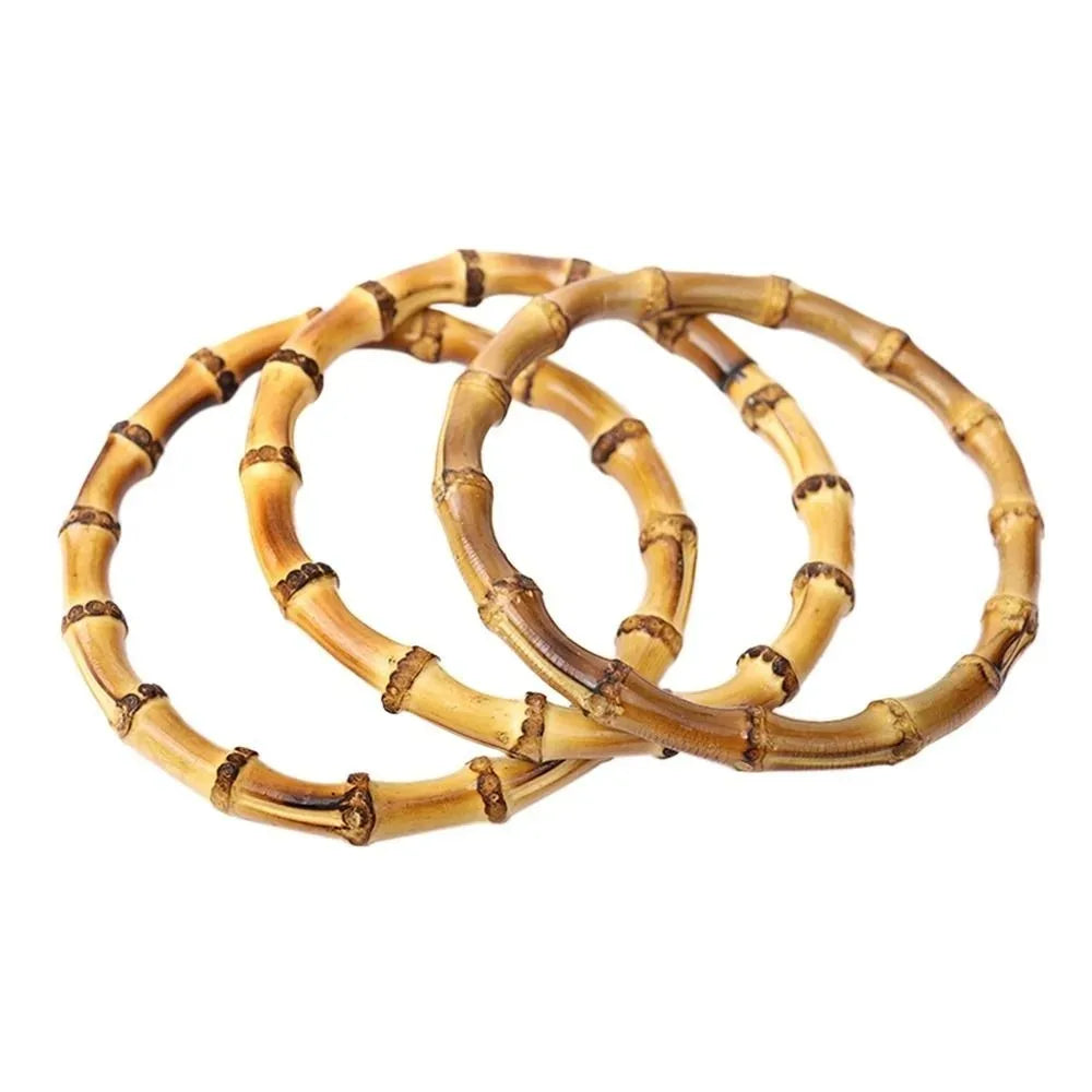 1Pcs Natural Bamboo Rings Bag Handles 10cm/12cm/15cm/17cm DIY Handmade Wooden Bags Clo close-up view