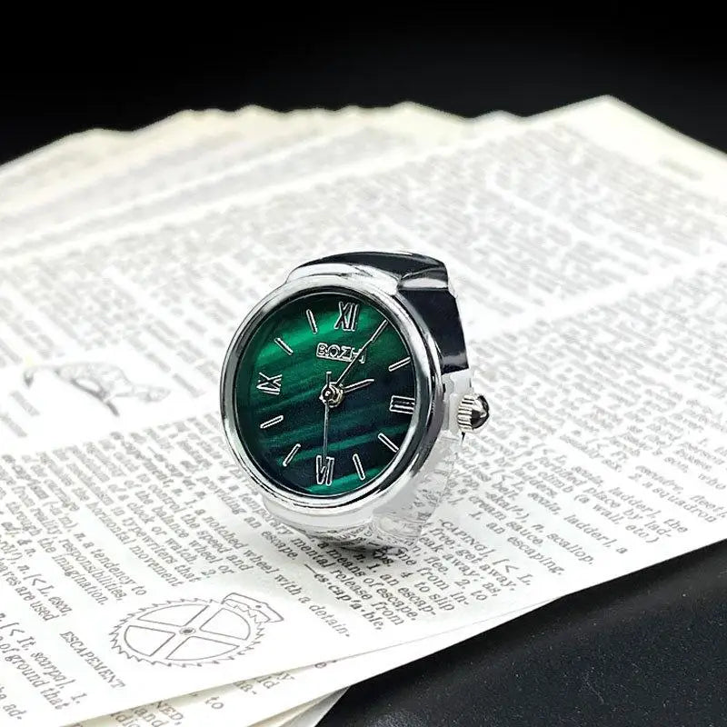 Hot Selling Finger Watch Ring Creative Movement Fashion Accessories Vintage Alloy Shel close-up view