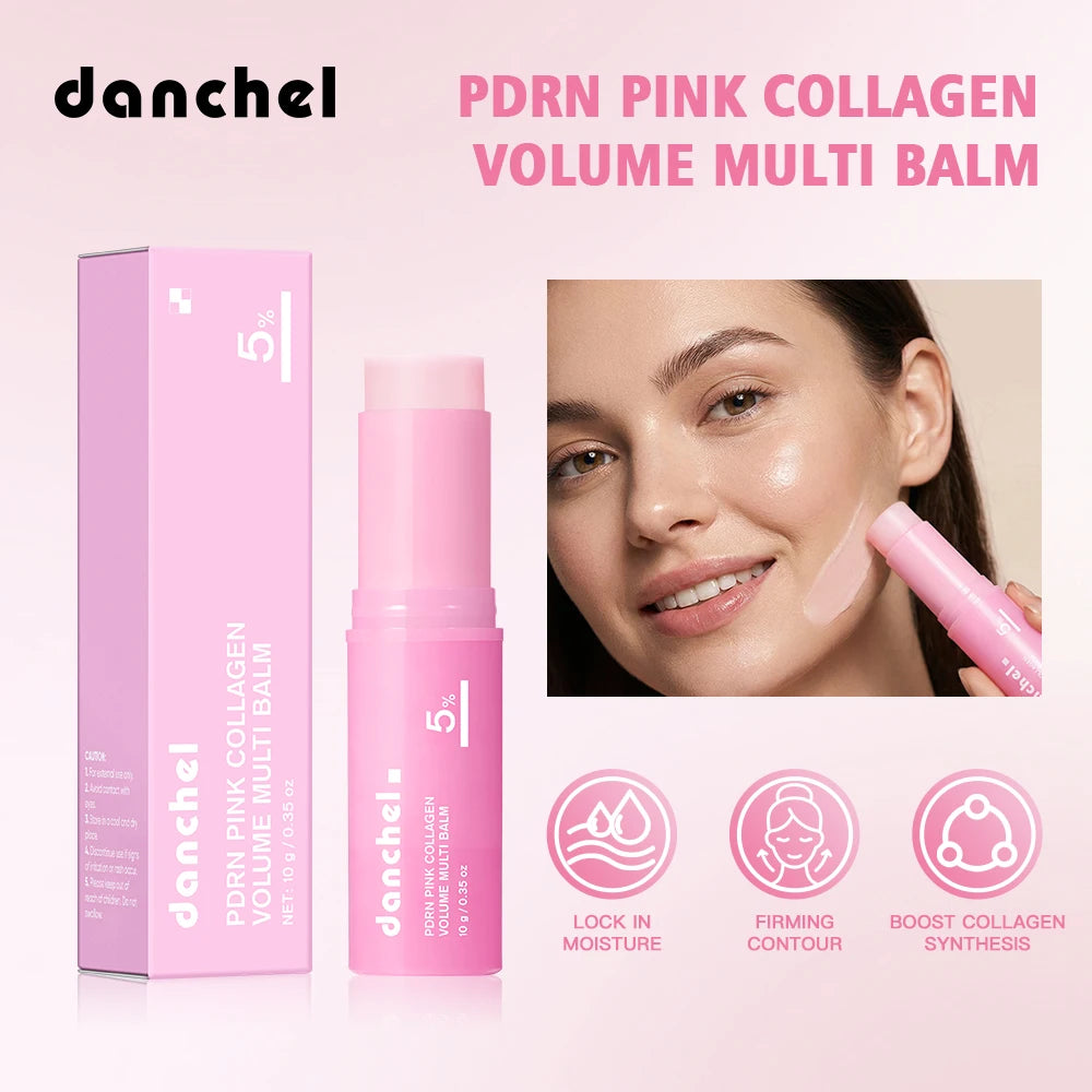 PDRN Pink Collagen Volume Multi Balm Stick for Cheeks Eyes Lips Neck