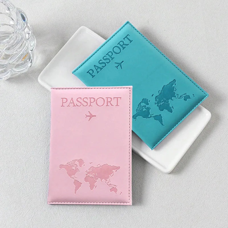 World Map Travel Passport Case PU Leather Passport Cover