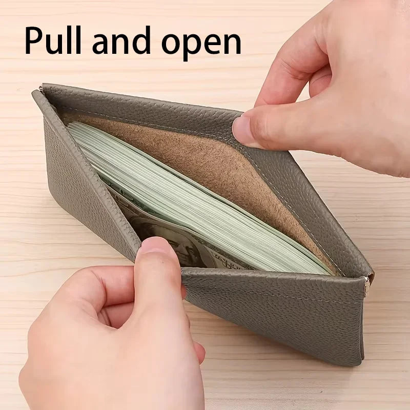 Storage Bag PU Leather For Long Wallet Passport Driver's License Document Holder Data Cable Cosmetic Bag for Women Men