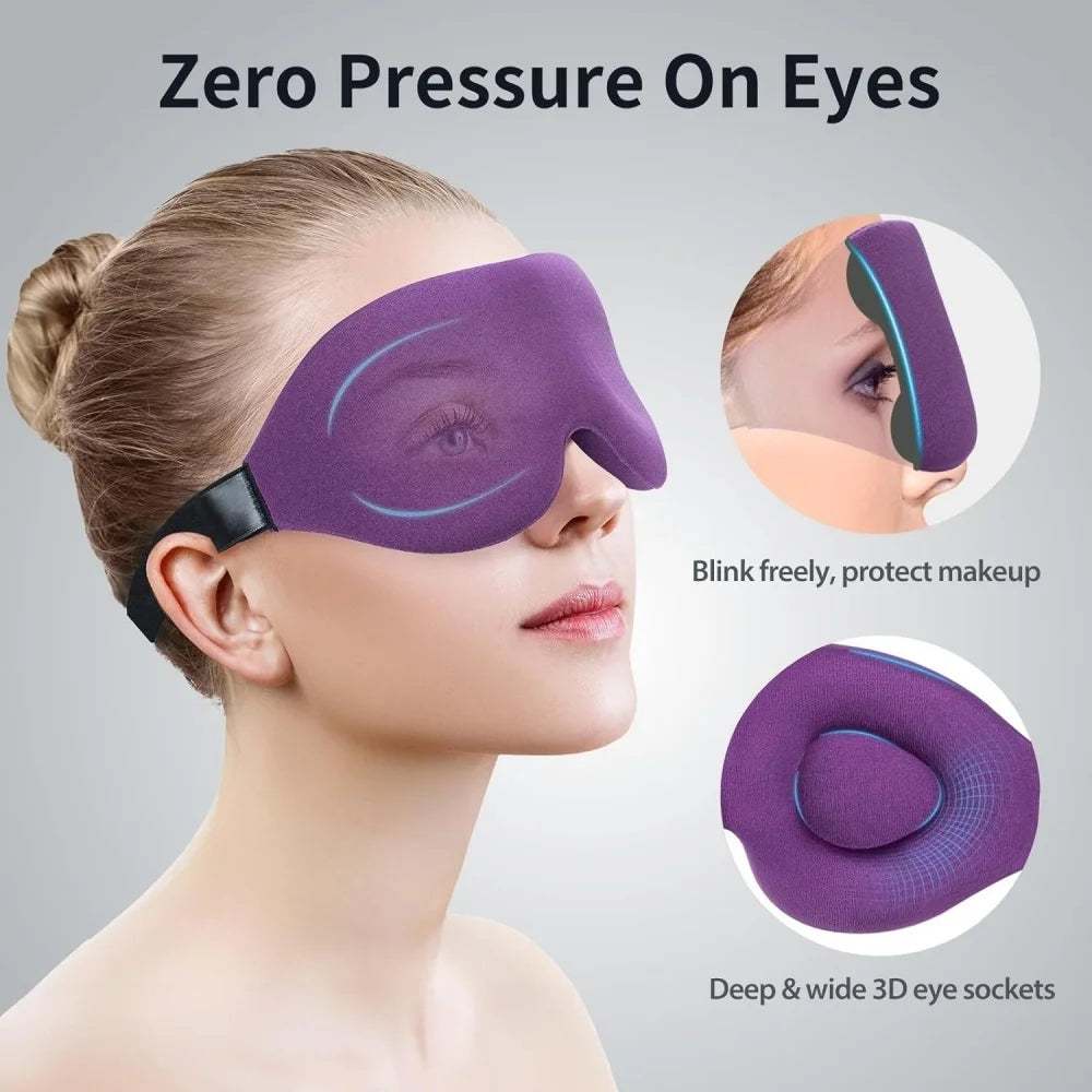 3D No-Pressure Eye Mask Adjustable Breathable Light Blocking Black Eye Mask for Men Women Travel Night Sleeping Aid Sleep Patch