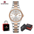 NAVIFORCE Casual for Daily Dress Women Quartz Watch 3ATM Waterproof Date Display Stainless Steel  Lady Wristwatch Package Gifts