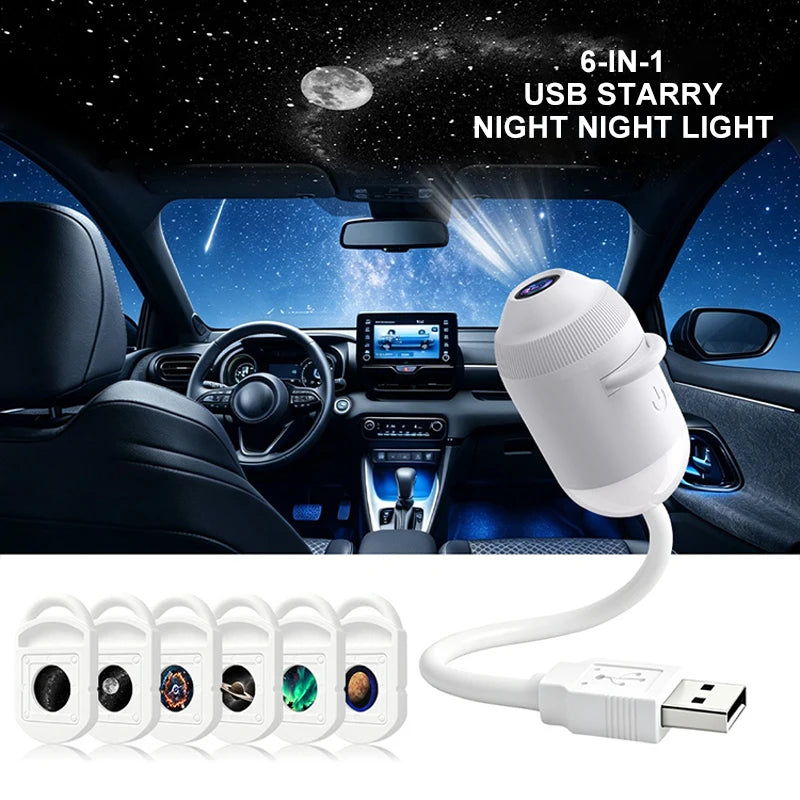 Galaxy Starry Sky Projection Light USB Night Light 360 ° Adjustable Galaxy Atmosphere Light For Bedroom Living Room Car Interior