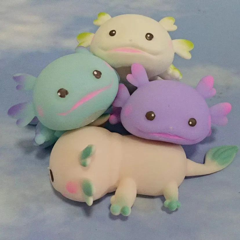 1/4pcs Axolotl Squeeze Ball Cute Fish Relax Cartoon Antistress Squishy Stress Relief Slo detail view