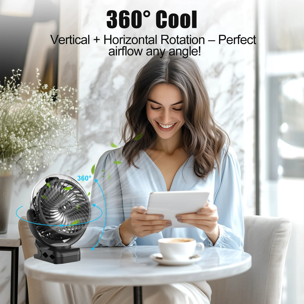 Clip-On Mist Cooling Fan Rechargeable Desk Fan
