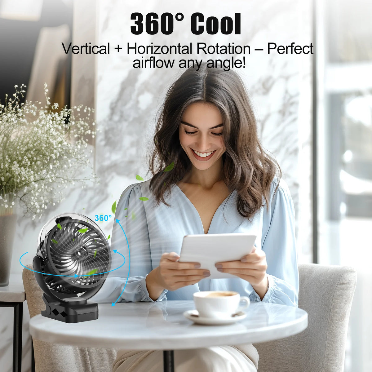 Clip-On Mist Cooling Fan Rechargeable Desk Fan