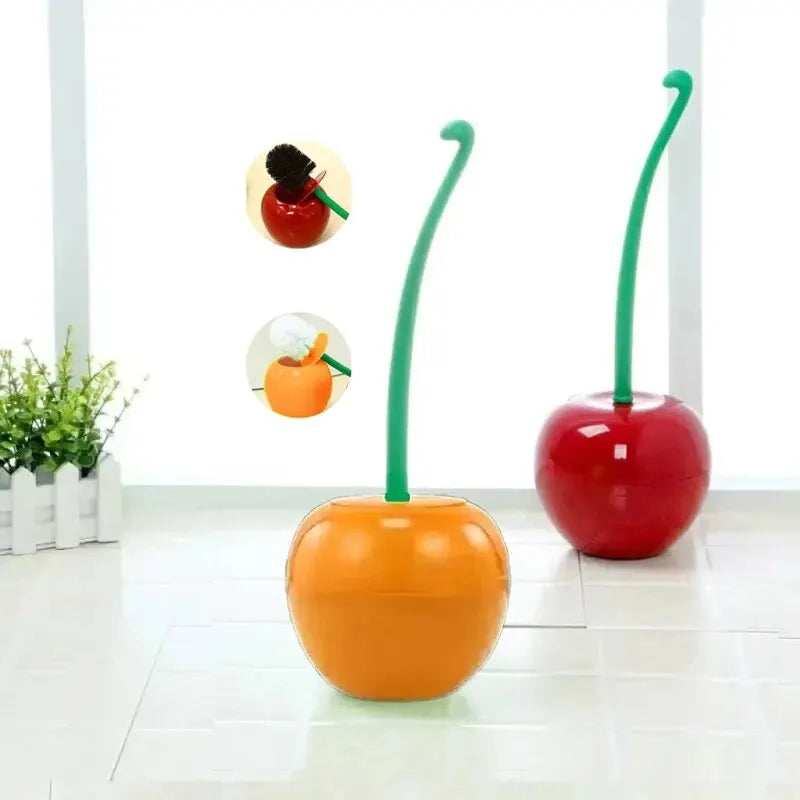 Cherry Toilet Brush Holder Set close-up view
