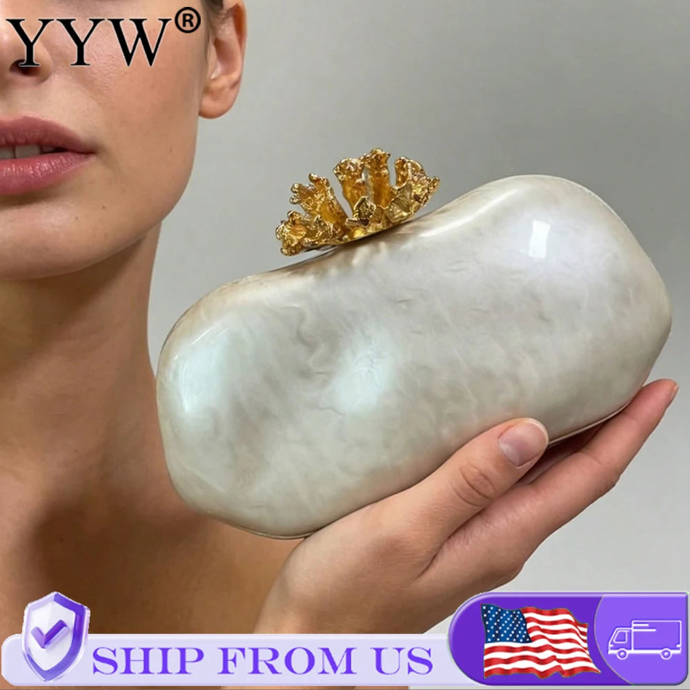 Floral Shell Shoulder Bag for Women Wedding Evening Clutch