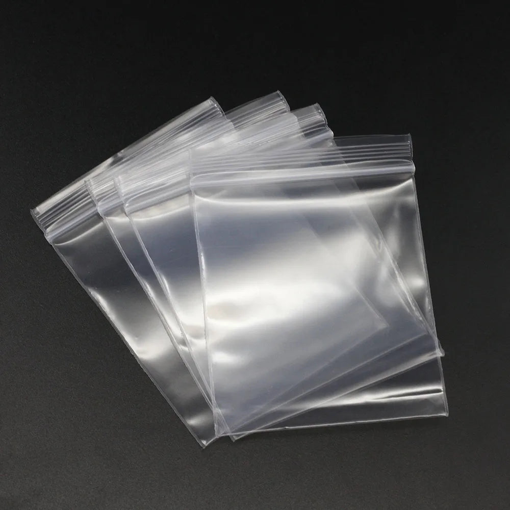 30-100pcs/bag 4*6/5*7/6*8/7*10/8*12cm Zipped Lock Reclosable Plastic Poly Clear Bags Bulk Jewelry Cr