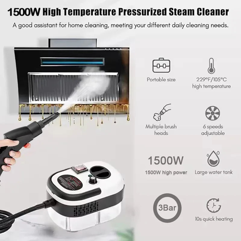 Portable Handheld Steam Cleaner With Brush Heads