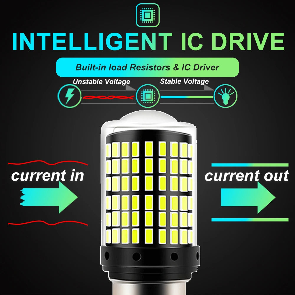 2pcs 1156 BA15S P21W BAU15S PY21W T20 7440 W21W 7443 T25 3157 1157 P21/5W W21/5W LED Bulbs 144smd Led Lamp Turn Signal Light