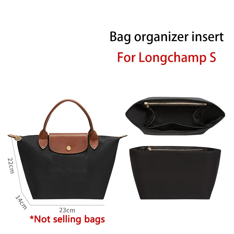 Bag organizer insert for longchamp S M L nylon storage durable bag support storage in alternate view