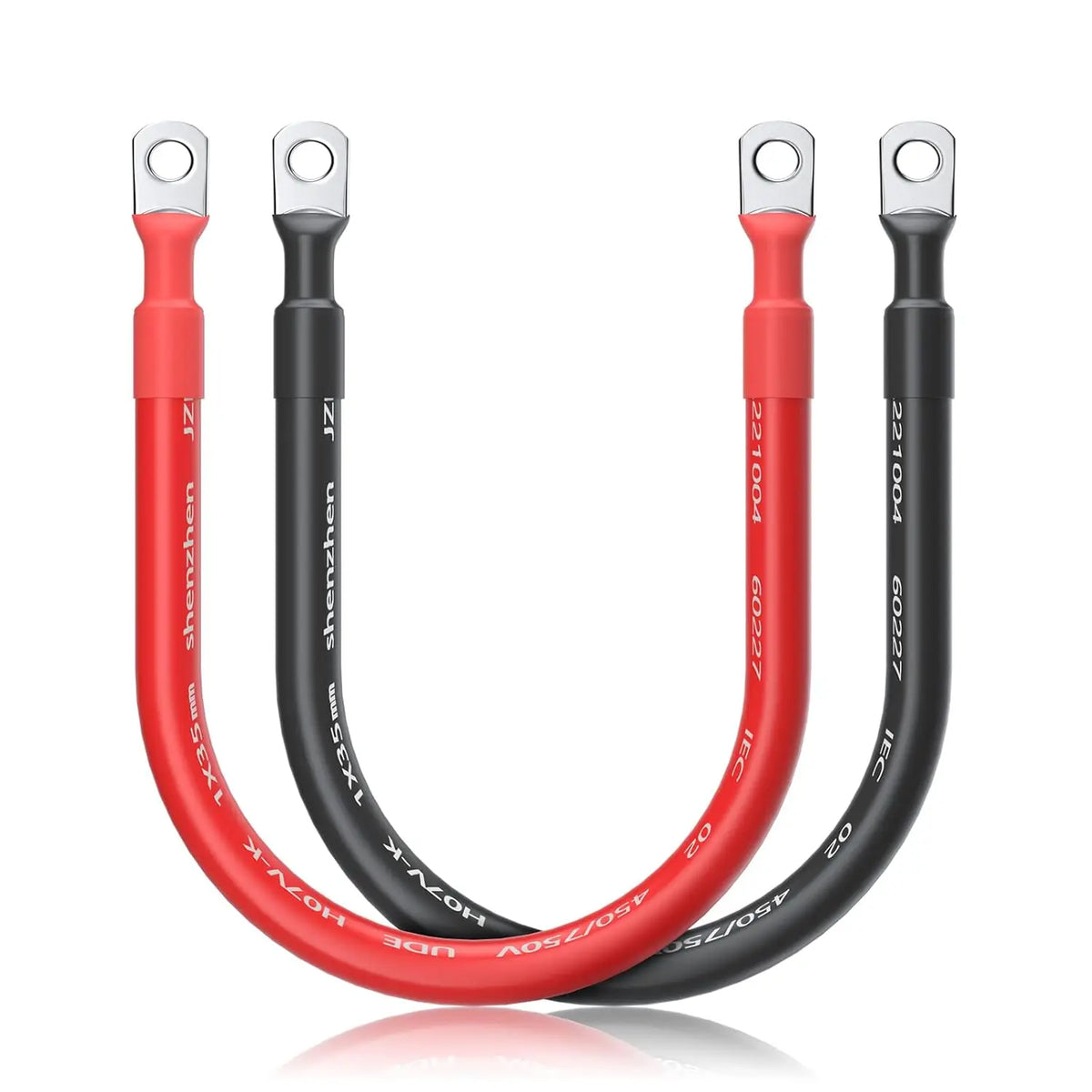 US Stock 2 AWG Flexible Batteries Cable with 5/16" Terminals Pure Copper Inverter & Welding Wire Fit for Solar Batteria RV Red+Black