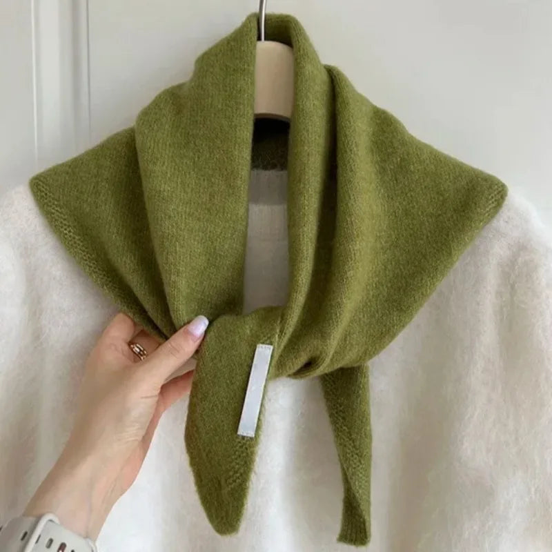 Wool Knitted Triangular Scarf Women Headscarf Multifunctional