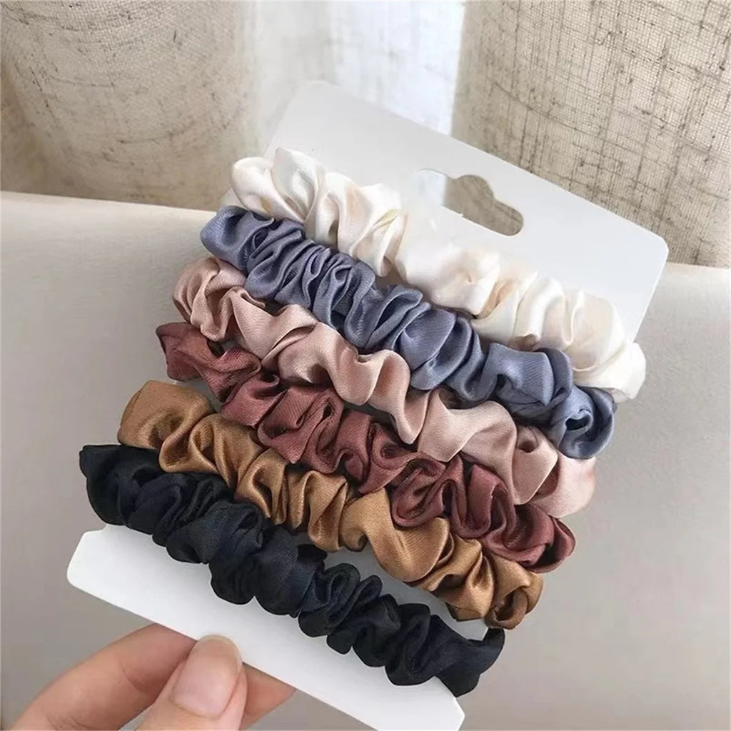 6 Pcs Satin Hair Scrunchies for Women and Girls lifestyle view