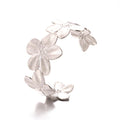 Flower Chunky Opening Bangle Bracelet Stainless Steel For Women